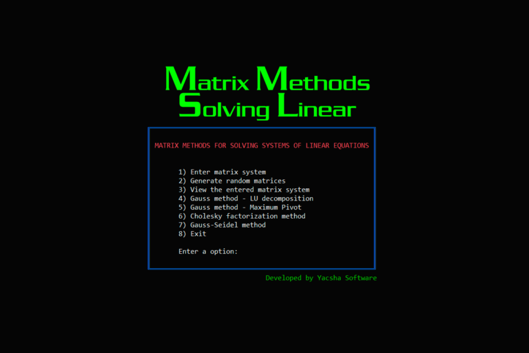 Matrix Numerical Methods for Solving Systems of Linear Equations in C++ ...